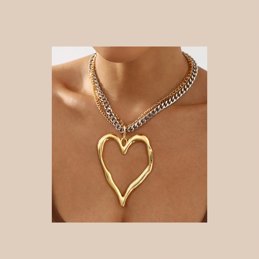 Punk Heart Shape Alloy Pendant Necklace - Lizi Yarce Accesories