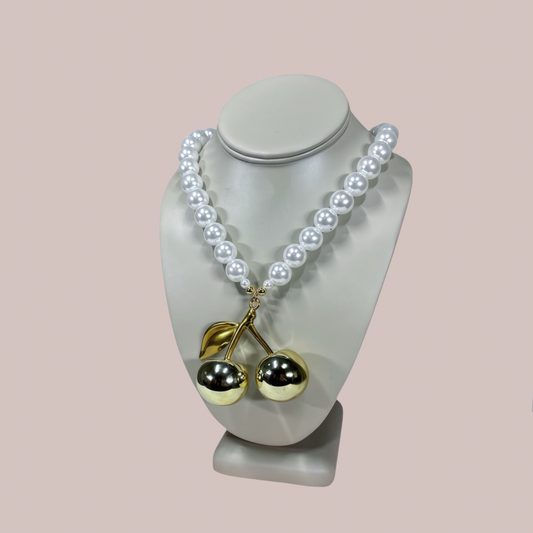 Exaggerated Cherry Gold Necklaces - Lizi Yarce Accesories