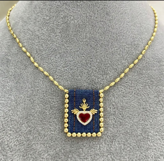 Scapulary Heart red Nekclces - Lizi Yarce Accesories