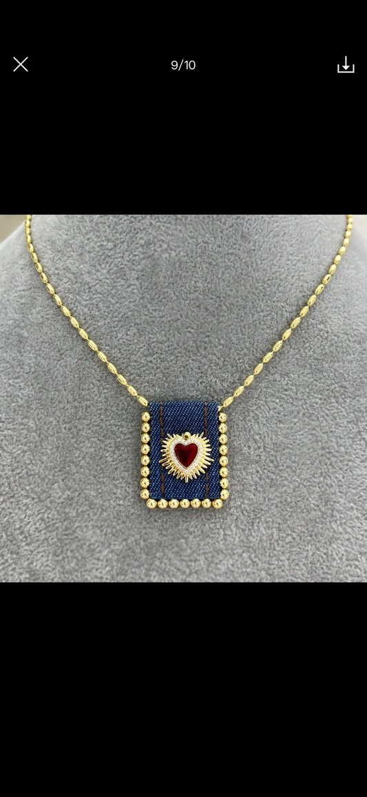 Scapulary Heart red Nekclces - Lizi Yarce Accesories