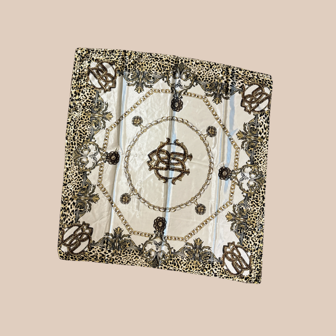 Leopard satin printing dyeing silk scarf - Lizi Yarce Accesories