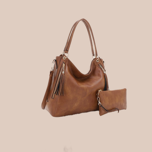 2-in-1 Ciara Double Tassel
Zipper with Pouch Hobo Set