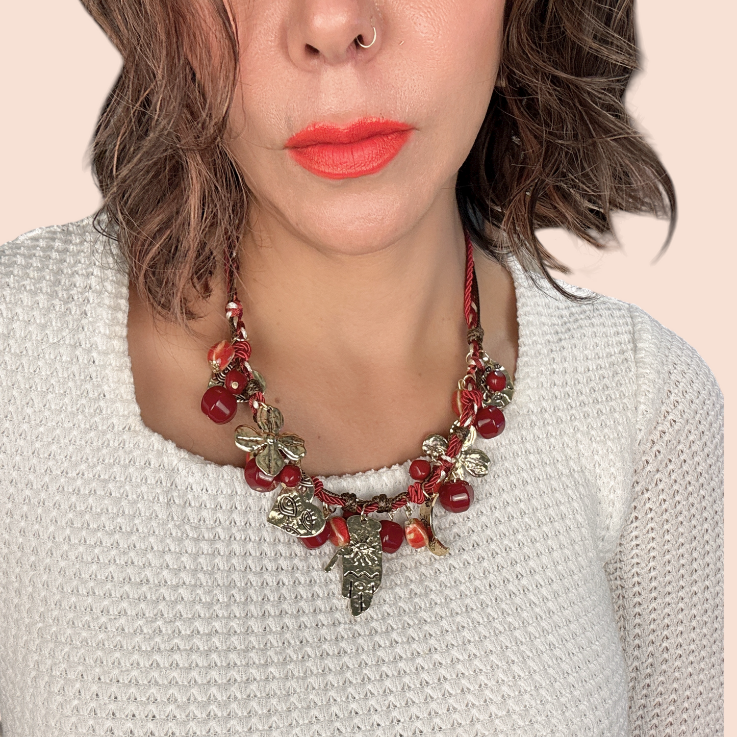 Necklace beaded fashionable floral - Lizi Yarce Accesories