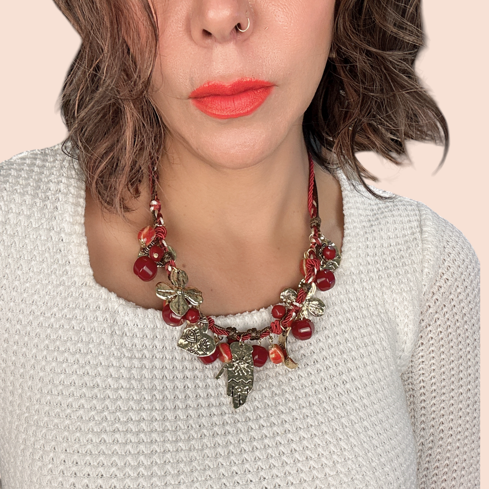 Necklace beaded fashionable floral - Lizi Yarce Accesories