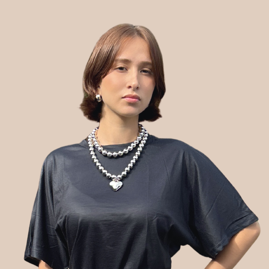 Necklace CCB Beaded Perl’s imitation street wear Heart - Lizi Yarce Accesories