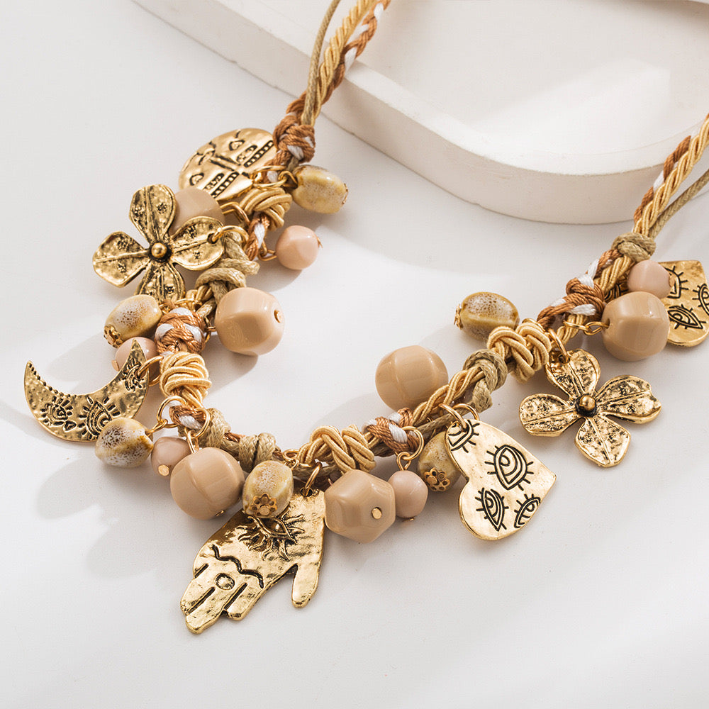 Necklace beaded fashionable floral - Lizi Yarce Accesories