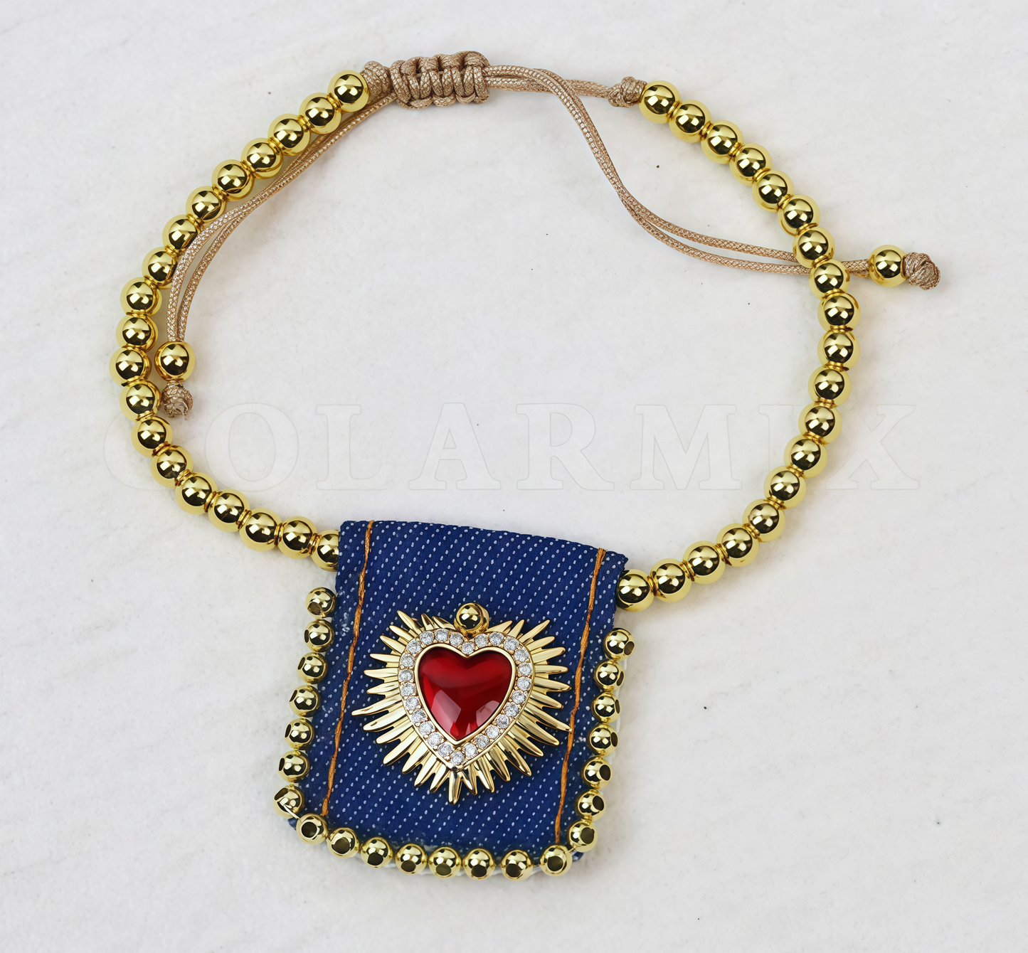 Vintage Red Heart Scapulary  Ajusted bracelets