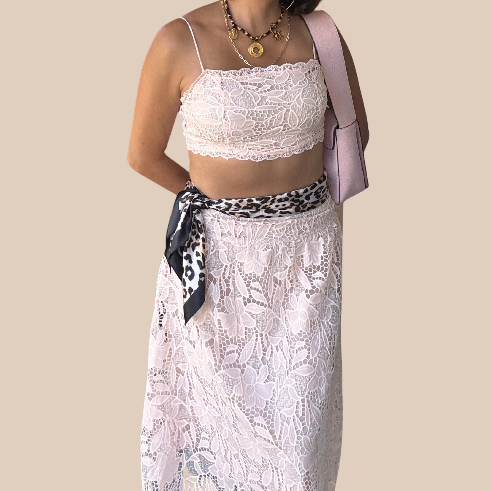 Leopard satin printing dyeing silk scarf - Lizi Yarce Accesories