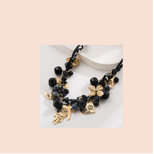 Necklace beaded fashionable floral - Lizi Yarce Accesories