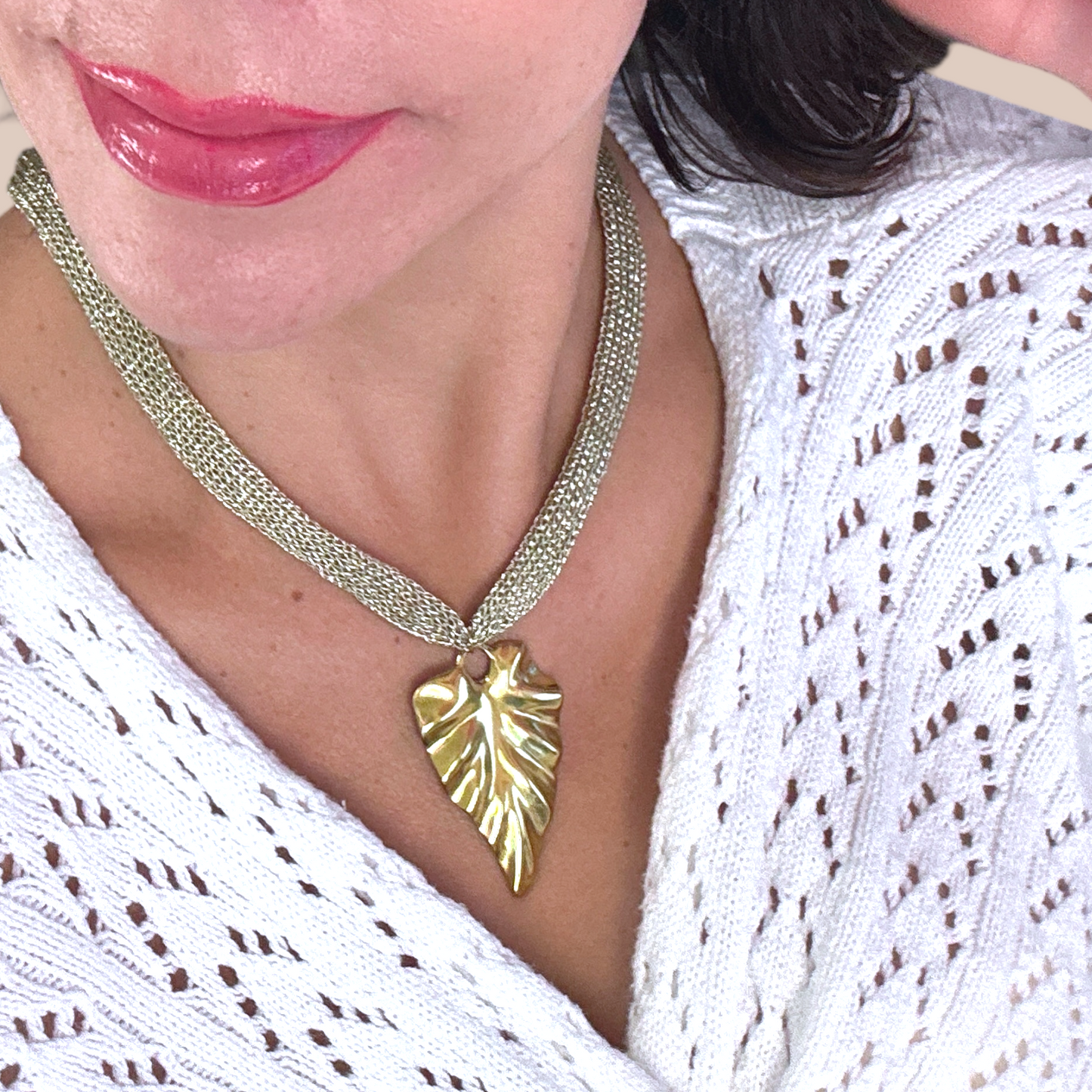 Streetwear nylon necklaces with leaf pendant - Lizi Yarce Accesories