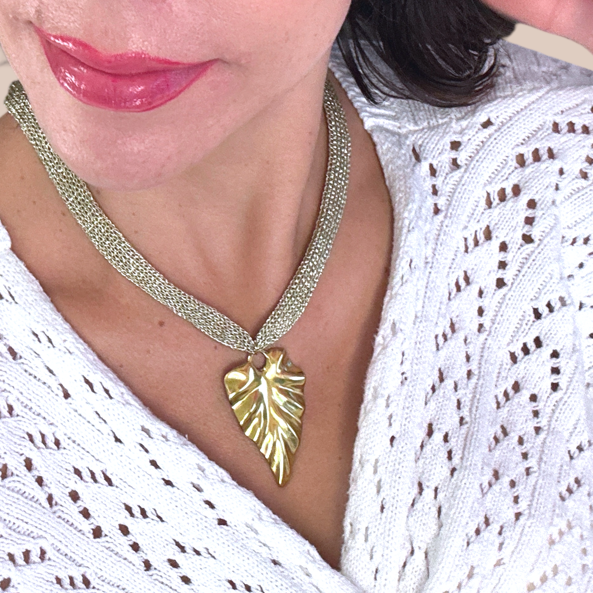 Streetwear nylon necklaces with leaf pendant - Lizi Yarce Accesories