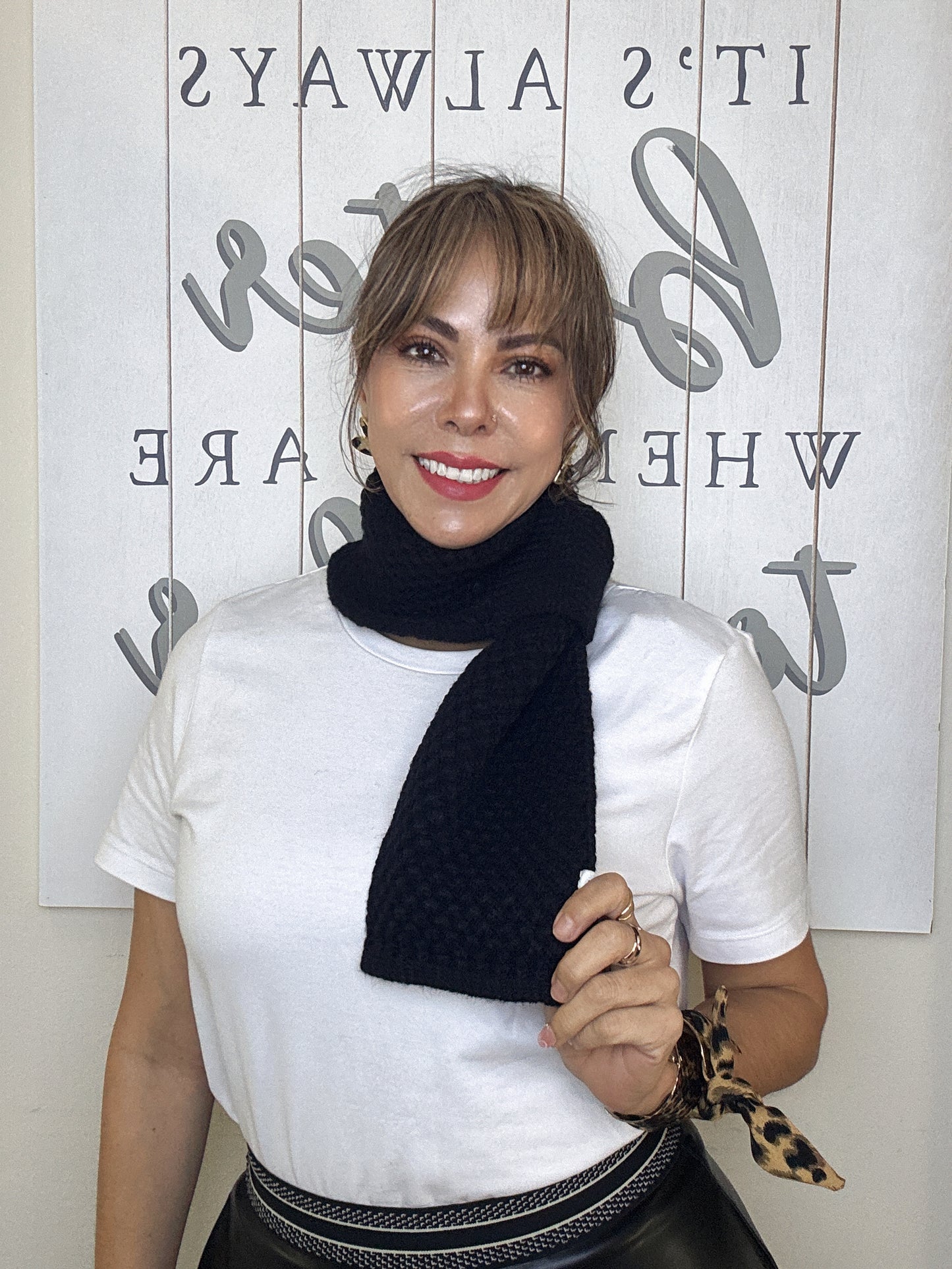 Women simple Korean style Black scarf - Lizi Yarce Accesories