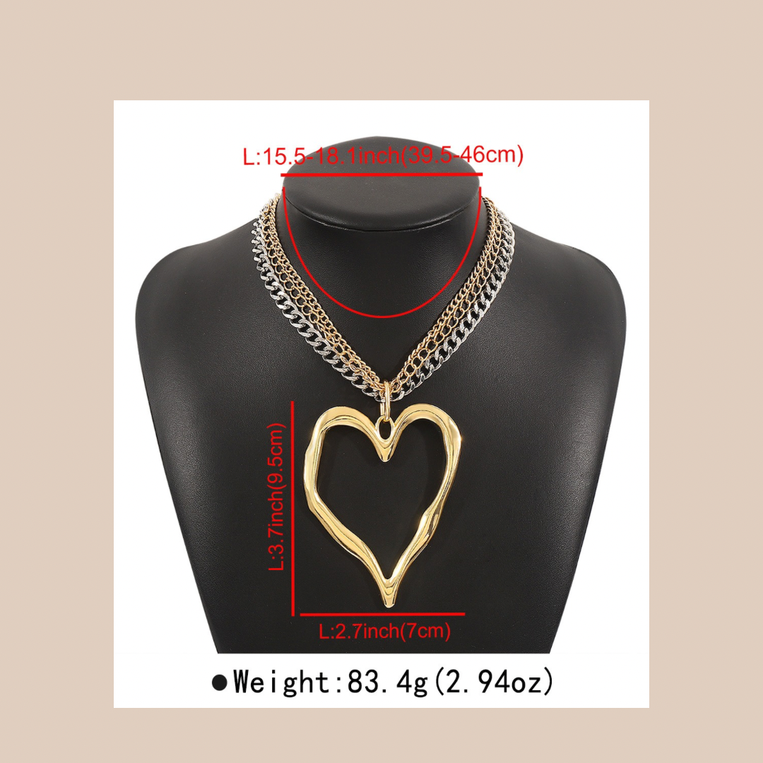 Punk Heart Shape Alloy Pendant Necklace - Lizi Yarce Accesories