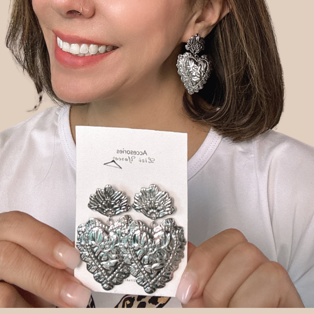 Heart geometric Earrings barroco style - Lizi Yarce Accesories