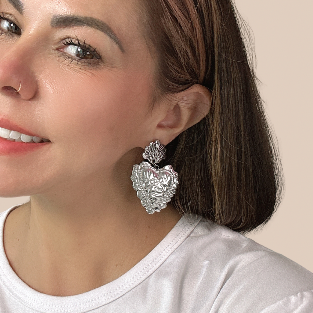 Heart geometric Earrings barroco style - Lizi Yarce Accesories