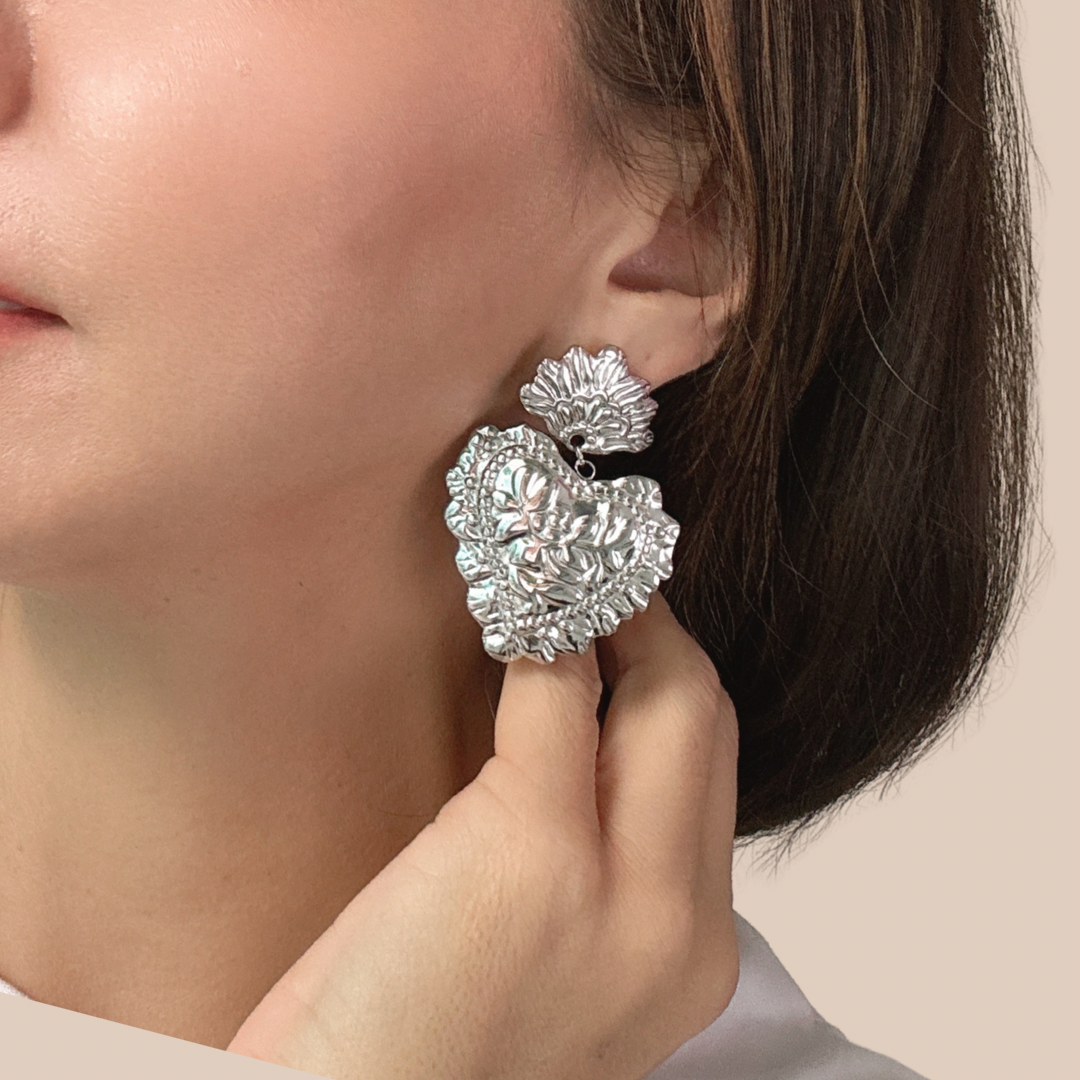 Heart geometric Earrings barroco style - Lizi Yarce Accesories