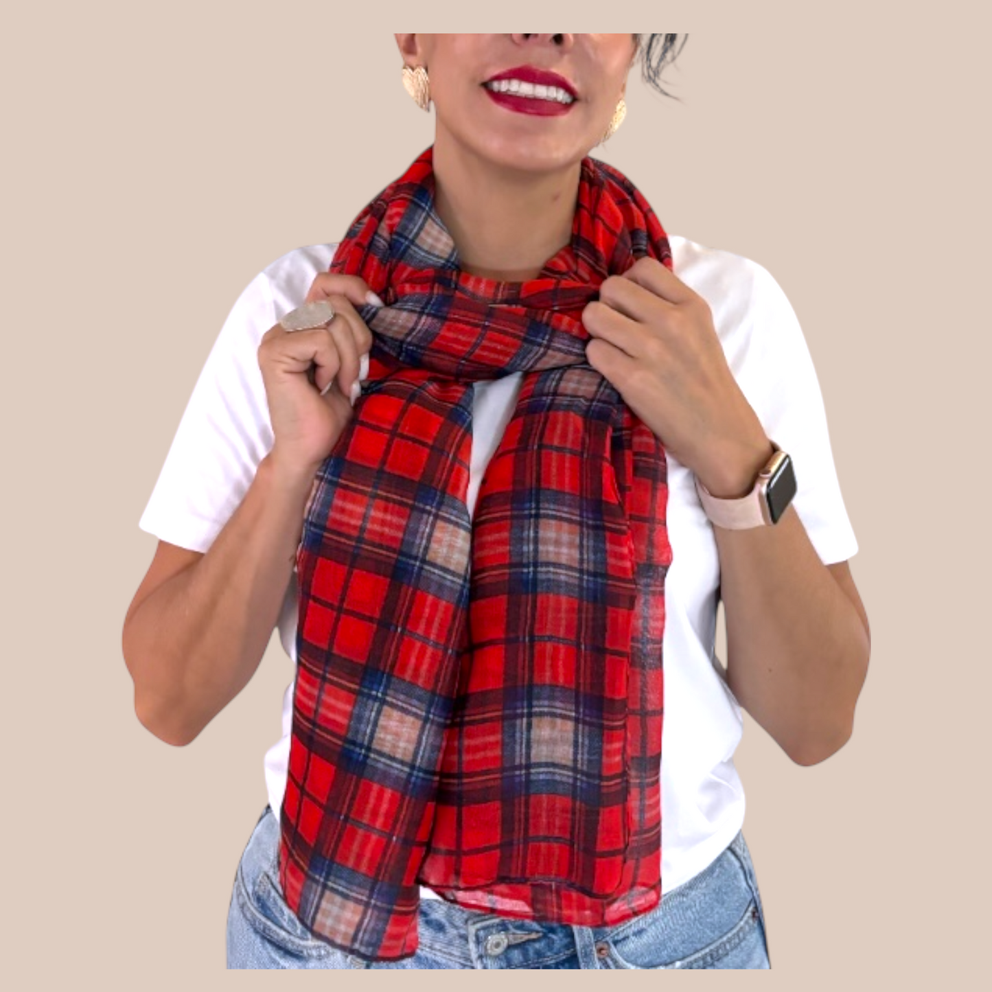 Assorted Color Plaid Print Scarves