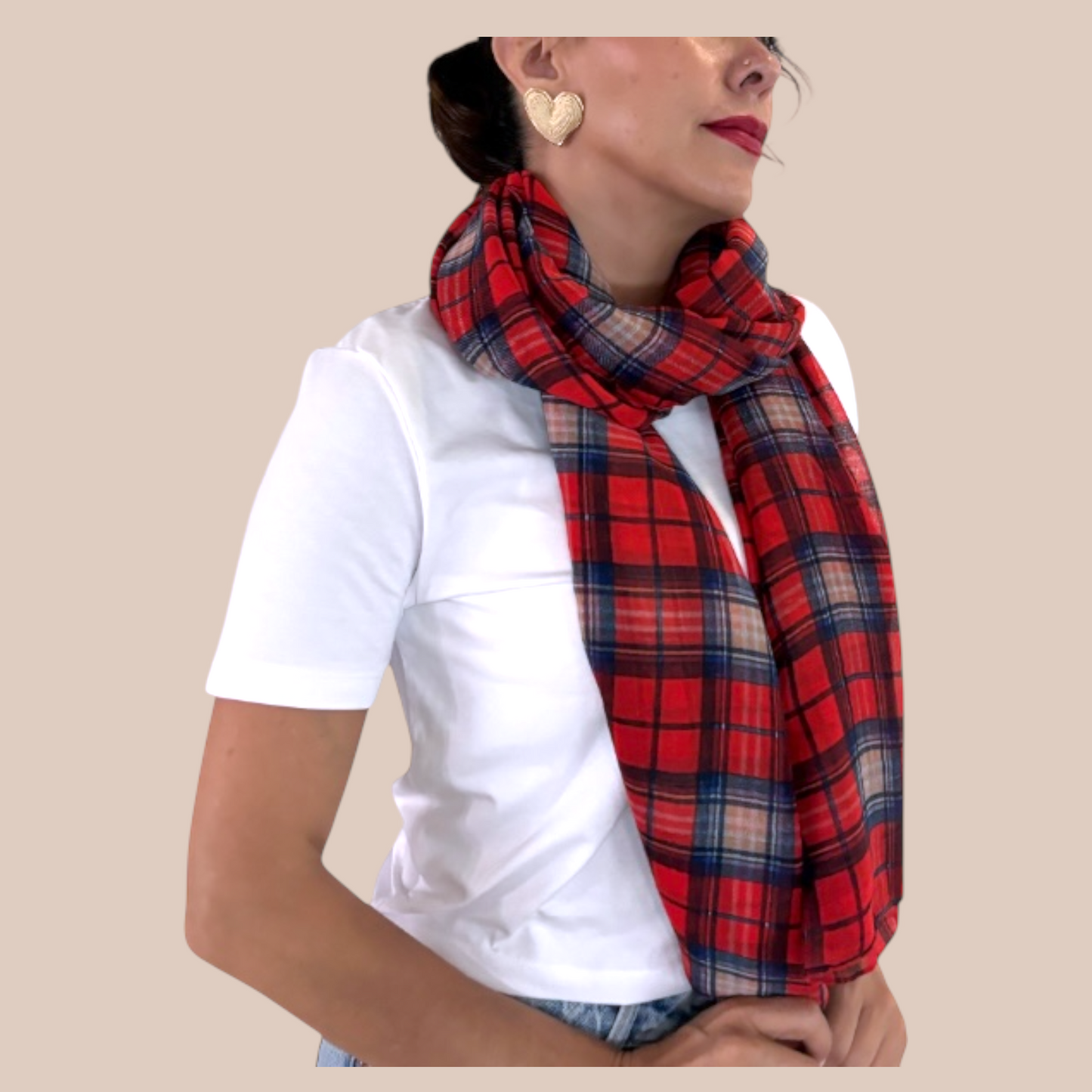 Assorted Color Plaid Print Scarves