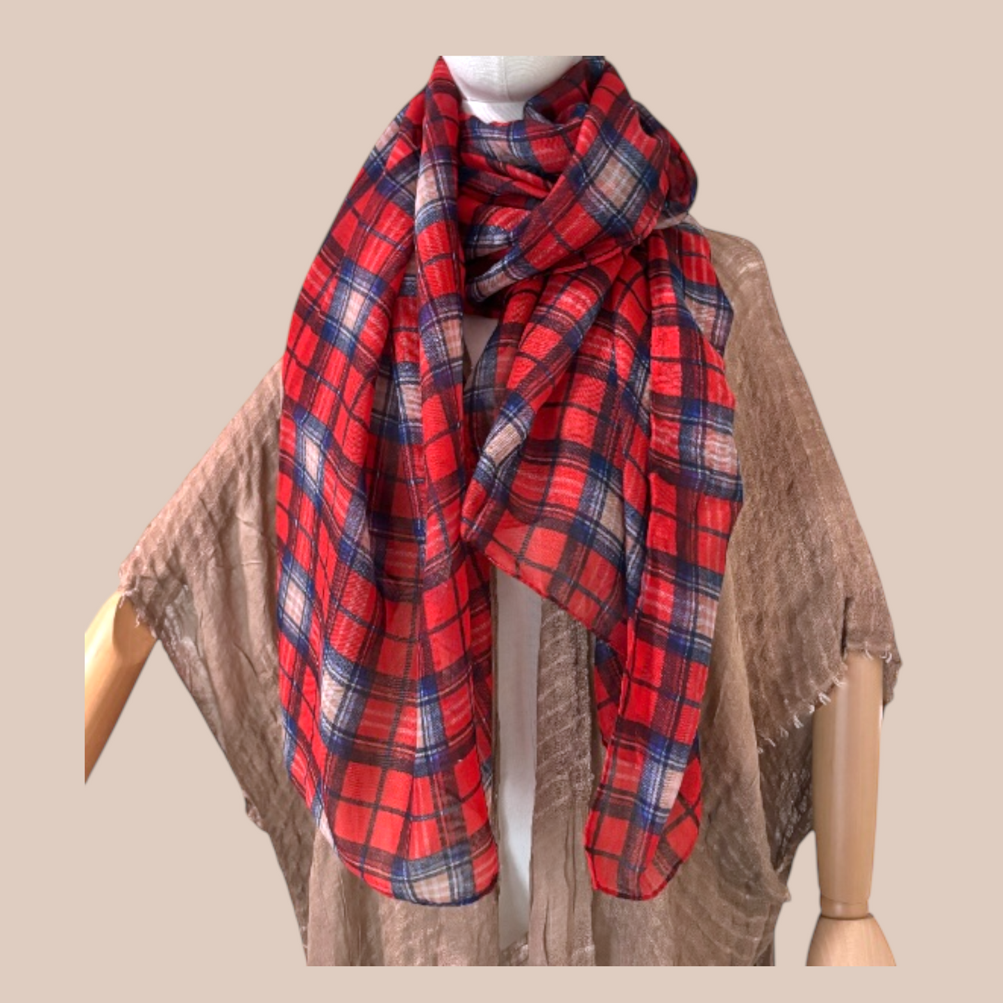 Assorted Color Plaid Print Scarves