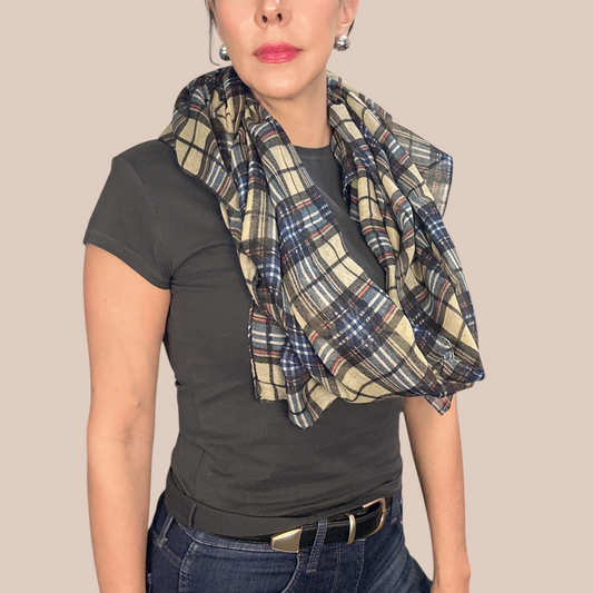 Assorted Color Plaid Print Scarves