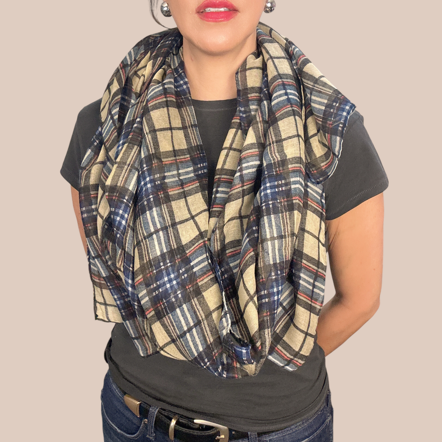 Assorted Color Plaid Print Scarves