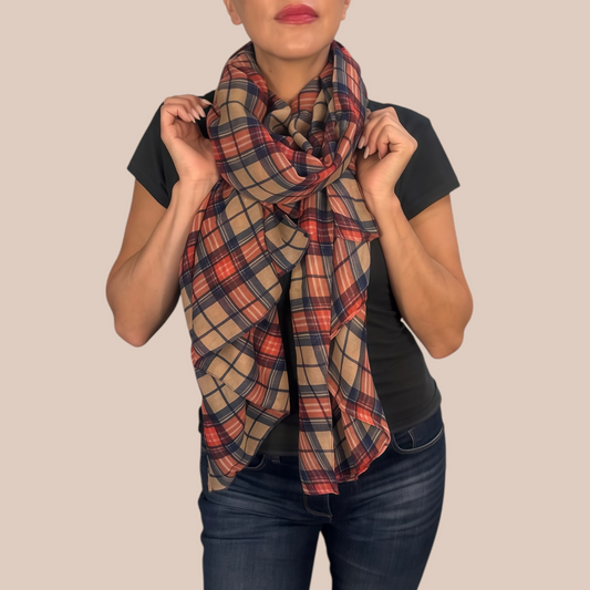 Assorted Color Plaid Print Scarves