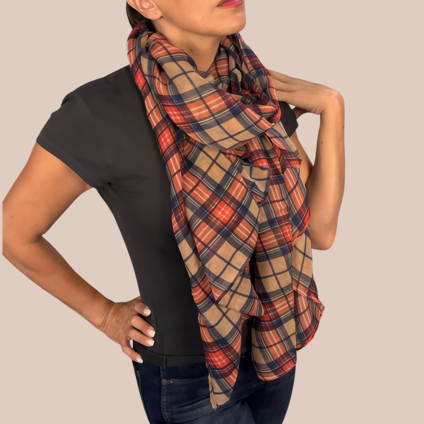 Assorted Color Plaid Print Scarves