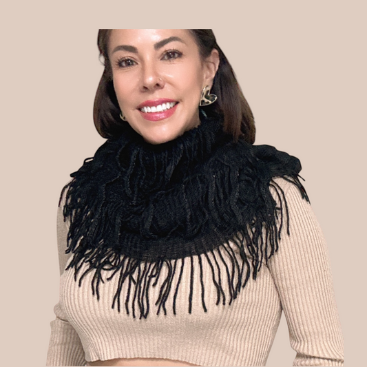 Basic Assorted Fringe Infinity Scarve Beige Color for Stylish Accessories with Chic Fringe Detail & Versatile Beige Color for Any Outfit