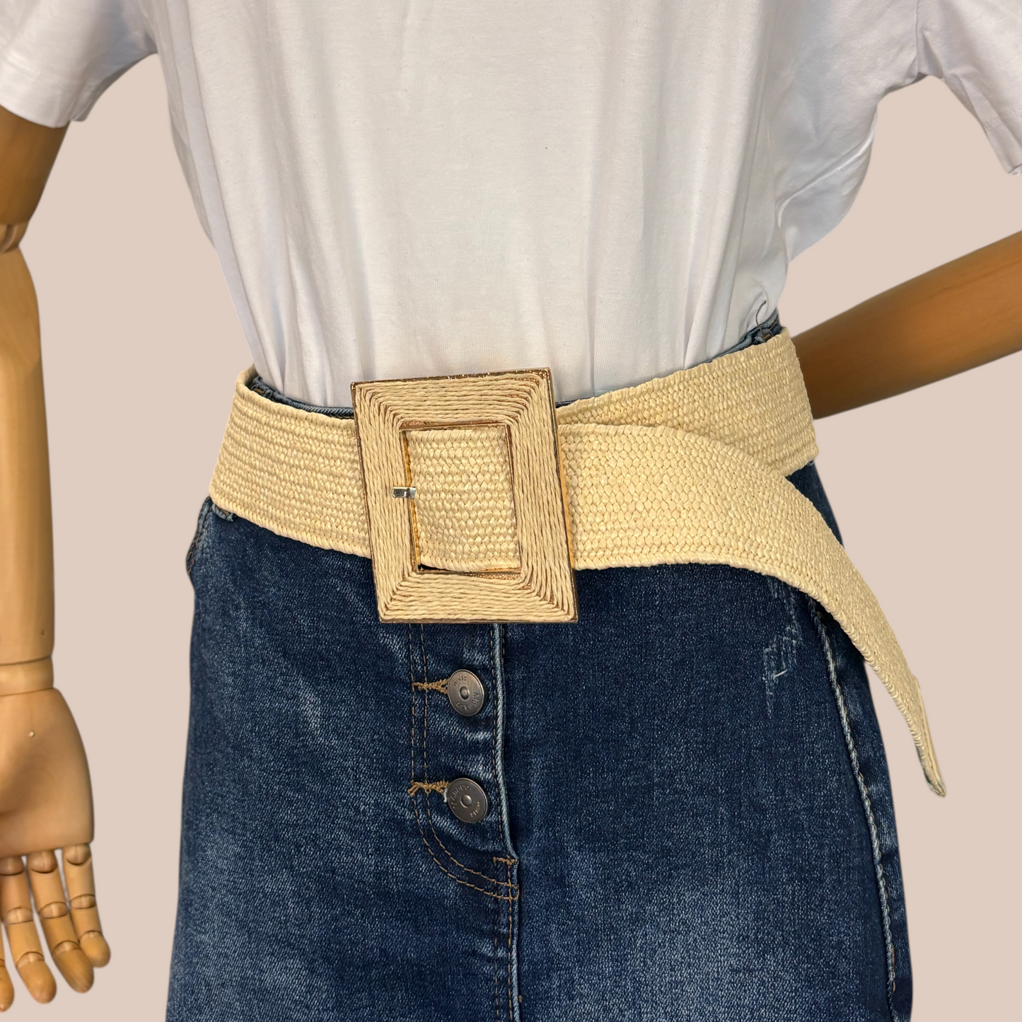 New Pp Stra Woven Square Buckle Fashion Casual Belt