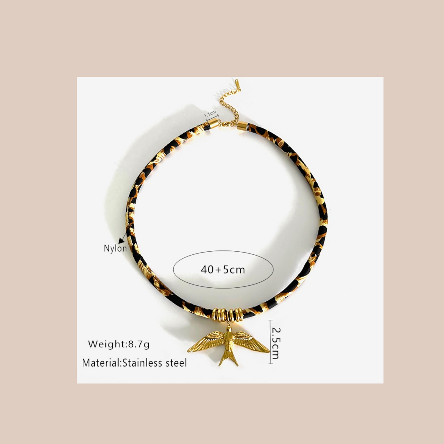 Pendan Swallow Neckles Leopard Steel Nylon Stainless still