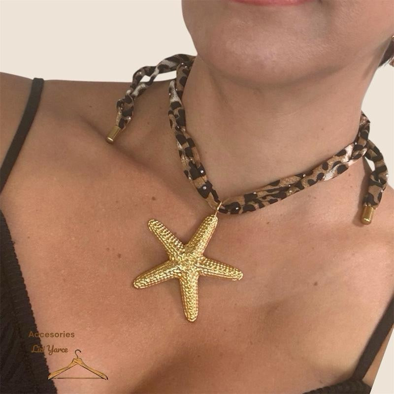Pendan starfish Neckles Leopard Steel Nylon Stainless still