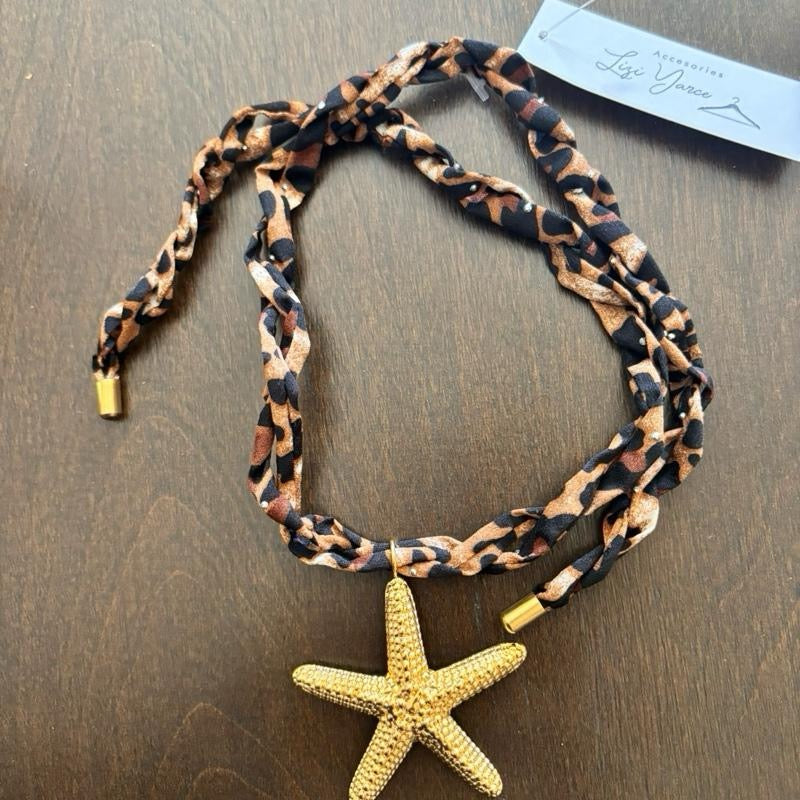 Pendan starfish Neckles Leopard Steel Nylon Stainless still
