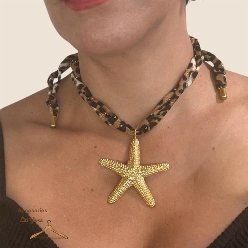 Pendan starfish Neckles Leopard Steel Nylon Stainless still