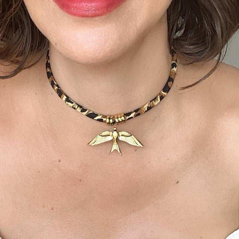 Pendan Swallow Neckles Leopard Steel Nylon Stainless still