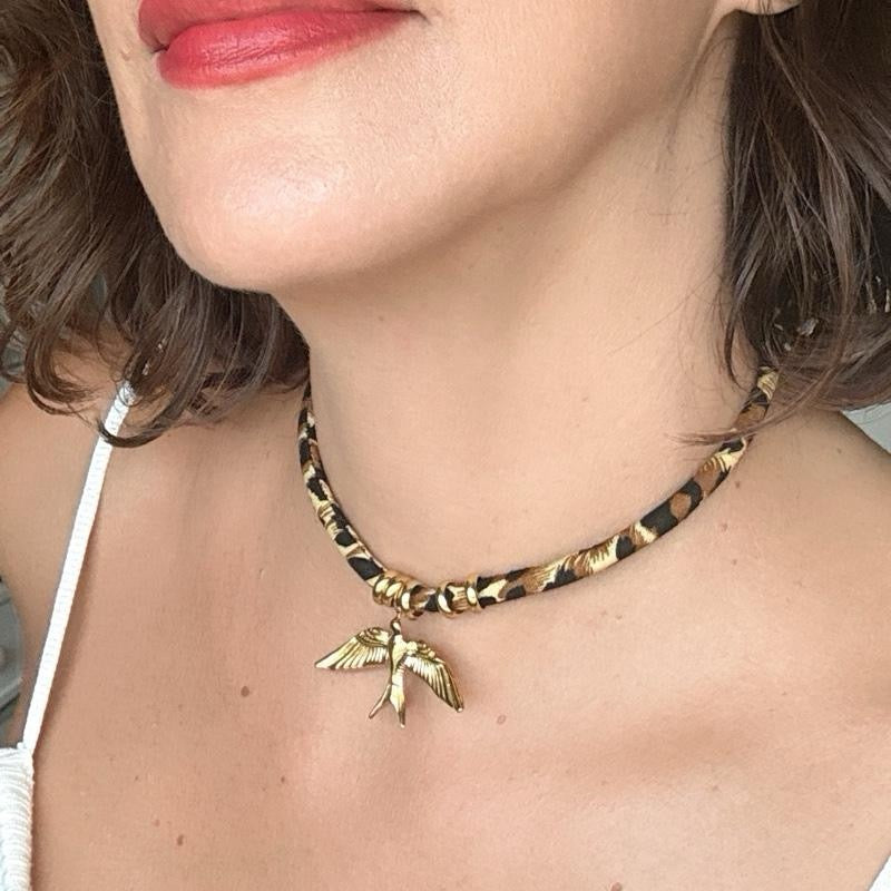 Pendan Swallow Neckles Leopard Steel Nylon Stainless still