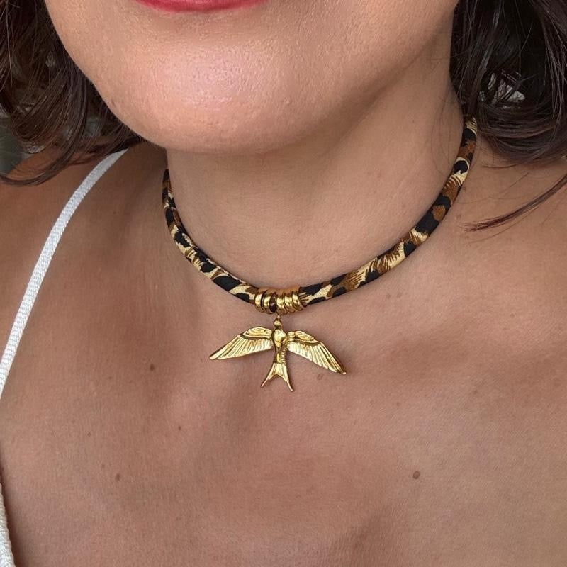 Pendan Swallow Neckles Leopard Steel Nylon Stainless still